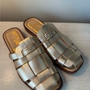Sam Edelman Metallic Gold Slide Sandals